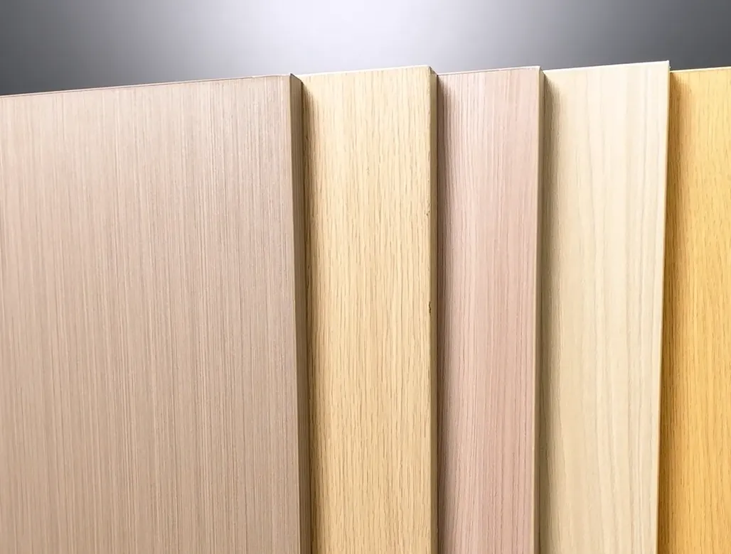 Decorative wood-grain panels displayed upright